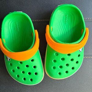 Toddler Crocs C5, green/orange